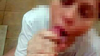 redhead catches cousin jerking in shower and sucks his cum