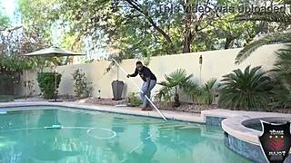 Pool Guy Rome Major Pounds Hottie Ashley Pink's Wet Pussy Cowgirl Style