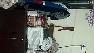 aunty sneaks out showing off her big tits like a total slut