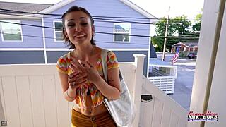 wendy the skinny coed sucks big cock then rims it deep before swallow