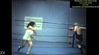 mixed wrestling match gets intense with fierce grappling and pins