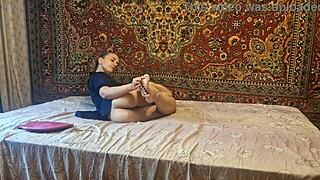 imagine my fat russian housewife slut beggin for enema then assfucking her wet hole