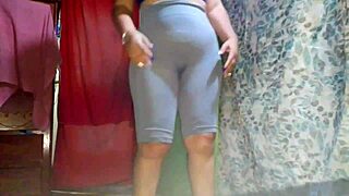 Curvy brunette bombshell shakes her massive jiggling ass during sweaty workout session