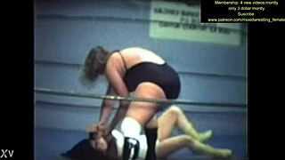 mixed wrestling match gets intense with fierce grappling and pins