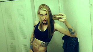 Hot Tranny's Tight Leggings Clit Bursts In Yoga Cum Frenzy