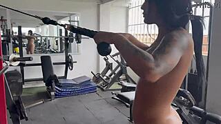 my trans trainer's squats make my pussy throb naked part 2