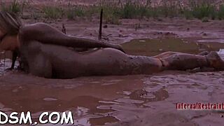 bondage babe's wet holes stuffed and pounded by toys