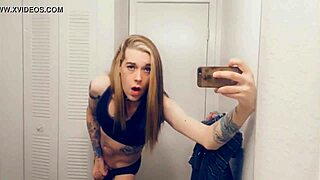 Hot Tranny's Tight Leggings Clit Bursts In Yoga Cum Frenzy