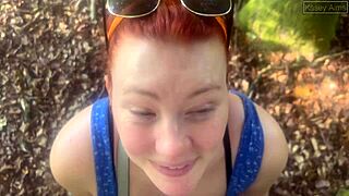 a new forest walk means stranger's cock in mouth then bareback tight pussy pounding 😈🌲