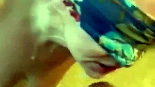 Blindfolded milf gags on monster cock face fuck