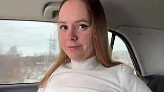 Russian Prostitute Deepthroats in Car