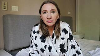 😍 Futanari babe with huge saggy tits cums hard in lingerie frenzy! 🔥💦