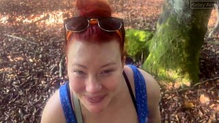 a new forest walk means stranger's cock in mouth then bareback tight pussy pounding 😈🌲