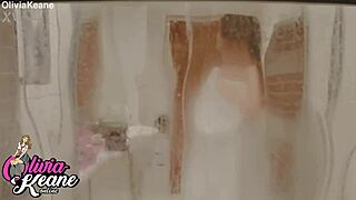 I'm spying on my curvy neighbor's big tits shower