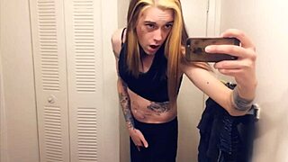 Hot Tranny's Tight Leggings Clit Bursts In Yoga Cum Frenzy