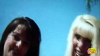 poolside naughtiness overwhelms busty brunette and blonde into wet lesbian licks and orgasms