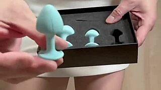 Teen Japanese anal play in tennis skirt uniform buttplug tease