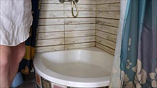 Why busty granny Mariaold pees dirty and rubs urine on tits