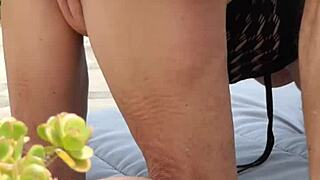 Mature couple enjoys outdoor garden sex adventure