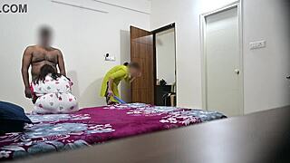 Wife Sucks And Fucks Hard While Maid Cleans In Group Blowjob Session