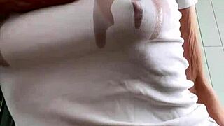 check out this milf ripping clothes for oily wet t-shirt fun... so teasing