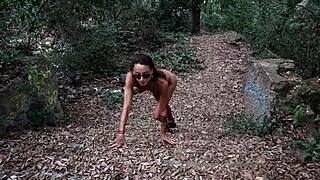 Amateur Couple Explores Quiet Forest Spot For Outdoor Nature Adventure