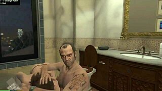 trevor pounds amanda's big tits ass in gta bathroom frenzy?