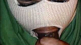yo this masked babe gives the sloppiest deepthroat ever right in your face