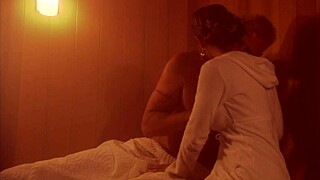 STEPHANIE TRIPP SPREADS LEGS AS HER HAIRY PUSSY GETS POUNDED DEEP IN STEAMY SAUNA