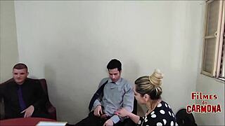 Empresa Milf Employee Tests Sofa Sucking Every Cock Deepthroat to Orgasm