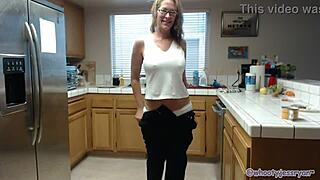 Jess Ryan Sexy Milf Ass Bends Over Kitchen Counter for Roleplay Pound