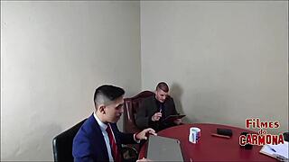 Empresa Milf Employee Tests Sofa Sucking Every Cock Deepthroat to Orgasm