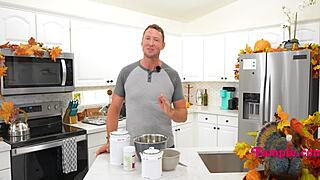 stepdad, taste our family pie as petite blonde stepdaughter offers her small tits and rough kitchen sex