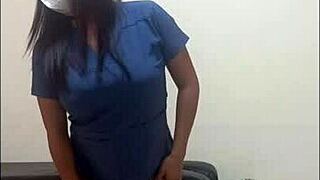 sexy nurse gropes her big tits and ass alone in the hospital room