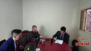 Empresa Milf Employee Tests Sofa Sucking Every Cock Deepthroat to Orgasm