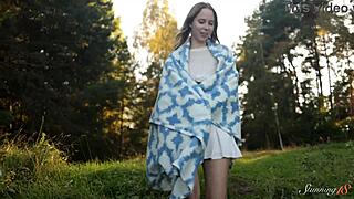 blonde teen alice flore ditches camping fun to finger her shaved pussy outdoors naughtily