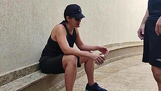 sapatão roommate loses bet and has to fuck muscular friend's service buddy in dorm