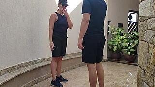 sapatão roommate loses bet and has to fuck muscular friend's service buddy in dorm