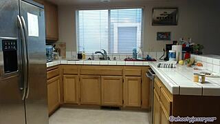 Jess Ryan Sexy Milf Ass Bends Over Kitchen Counter for Roleplay Pound