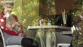 wanna watch this pregnant slave flash her saggy natural big tits publicly at the restaurant street?