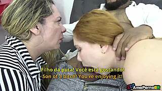 My busty Brazilian neighbor's big ass beats wife's in BBC anal threesome.