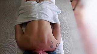 hidden ceiling cam catches oiled asian masseuse jerking huge cock to massive orgasm happy ending