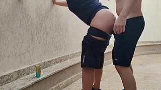 sapatão roommate loses bet and has to fuck muscular friend's service buddy in dorm