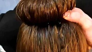 Skinny Tanned Neighbor Fucks in Bathroom with Long Hair Bra.