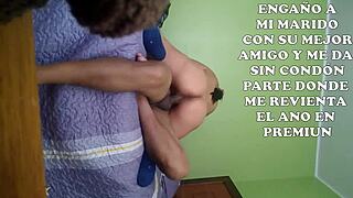 submissive latina wife cuckolds husband with best friend raw anal no condom