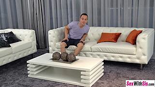 Petite teen besties tease double team sleepover seduction