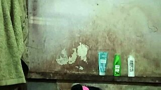 indonesian stw housewife asian with big natural tits and pussy strips naked in shower