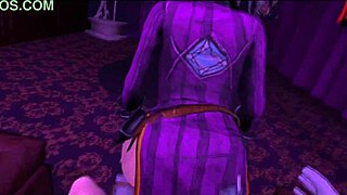 mad moxxi in cosplay grabs you for a wild blowjob and picks you up at purple dream club