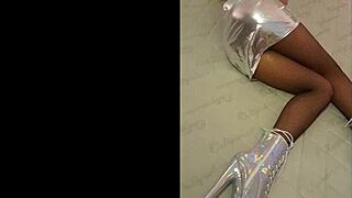 petite latina milf in total silver fishnet pantyhose