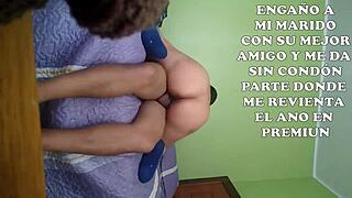 submissive latina wife cuckolds husband with best friend raw anal no condom